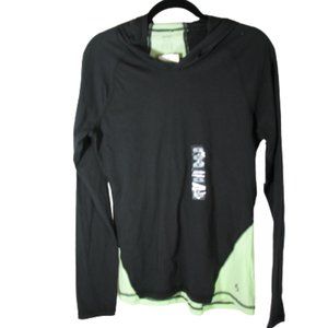 Soffee Hood Shirt Black Lime Green Women's Size Medium Lightweight NWT